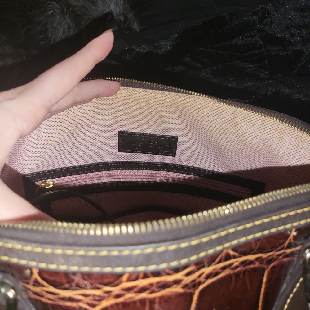 Dooney & Bourke Brown Croc-Embossed Dome Satchel 14 W/10 H - Picture 8 of 8